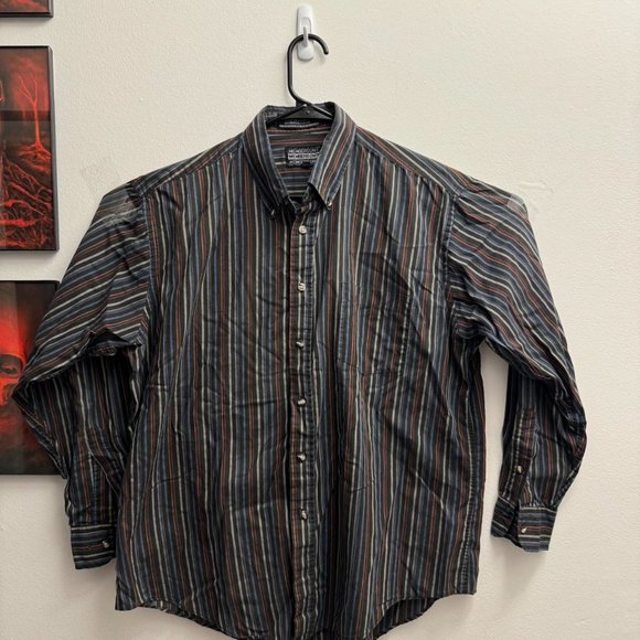 VINTAGE Members Only striped button down - Picture 1 of 3